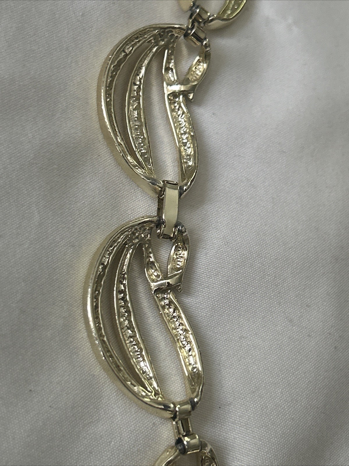 Vintage Modernist Open Link Choker Necklace Mid Century Wave Openwork 18”