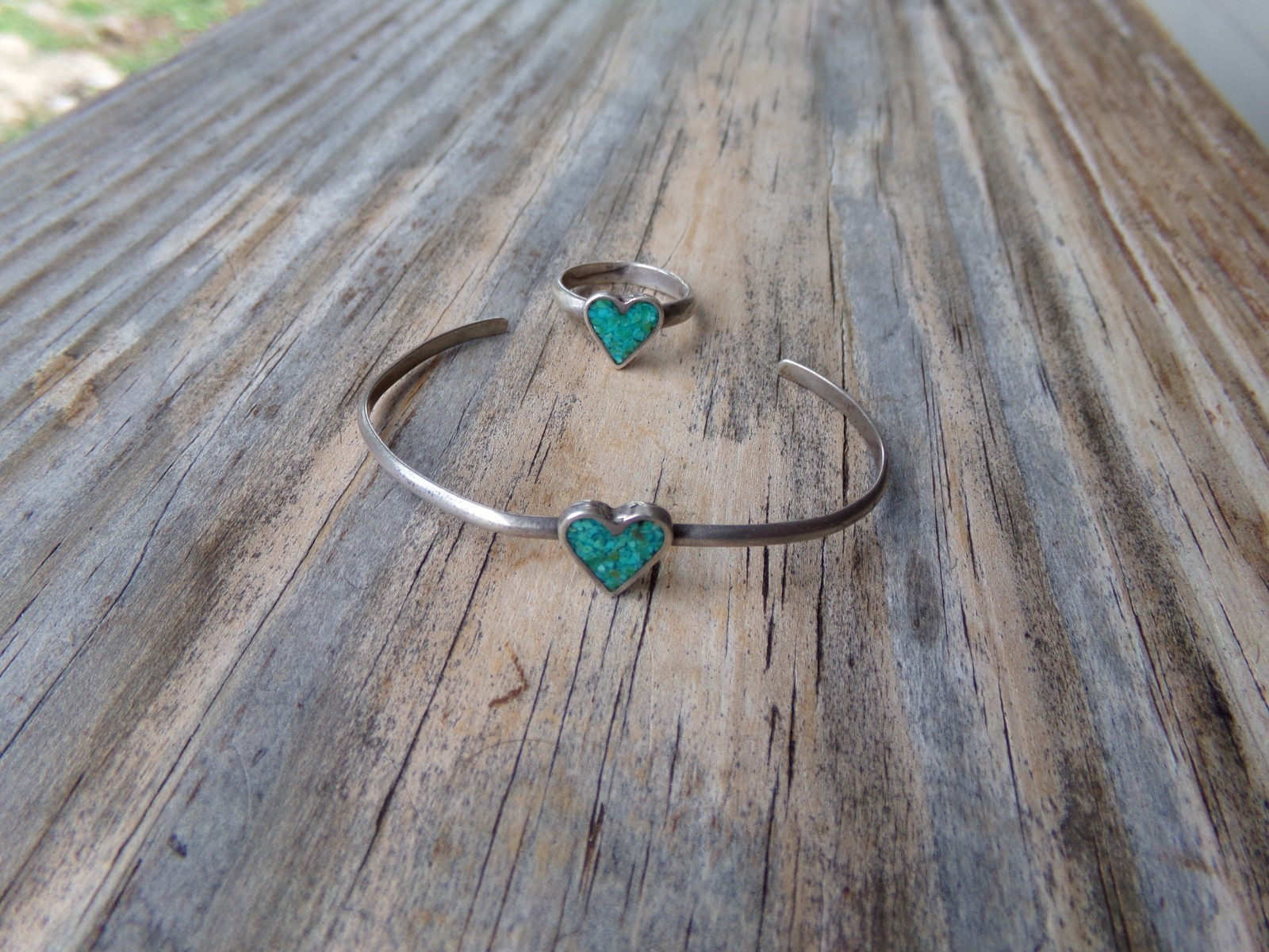 Sterling 925 Silver turquoise Bracelet and Ring size 6.5