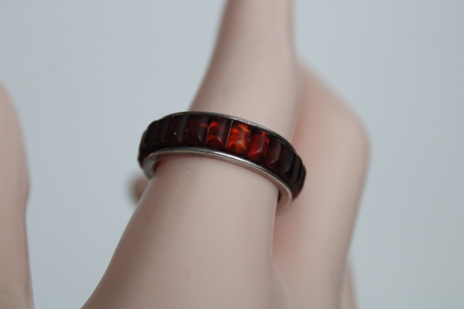 Vintage Sterling Silver Unisex Adult Garnet Ring, Signed: ST, S: 10.5