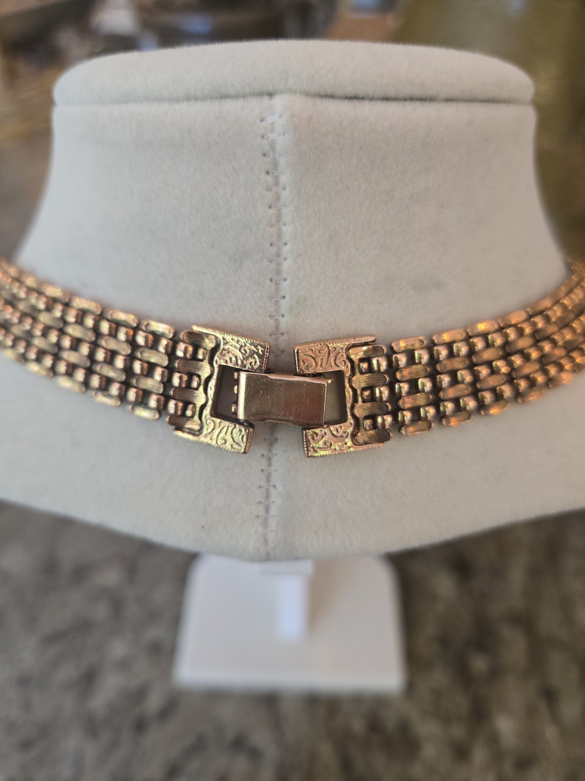 Vintage Victorian Revival Necklace Faux Sapphire Gold Tone