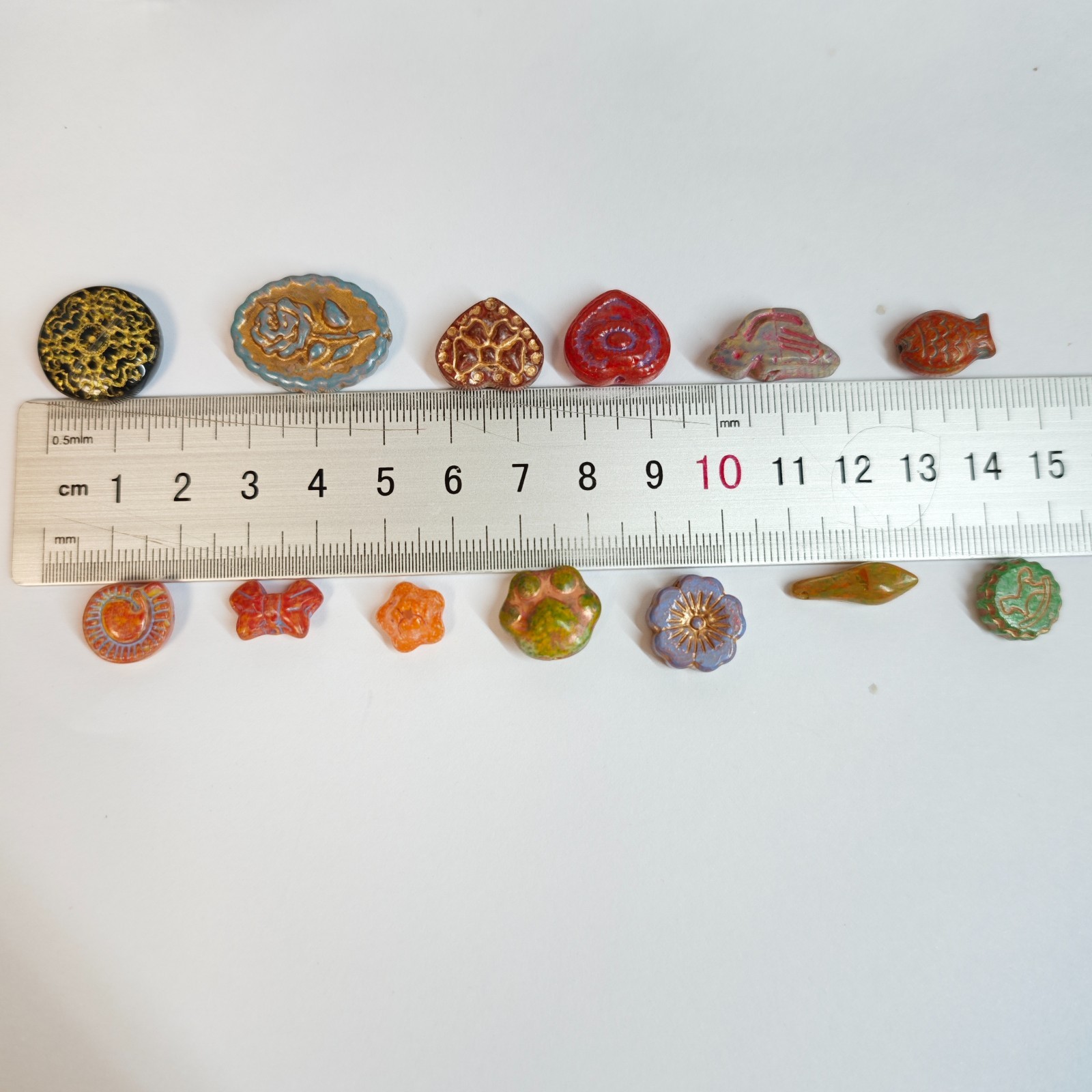 100g Mixed Vintage Style Czech Glass Beads Gold Painted DIY Jewelry Craft