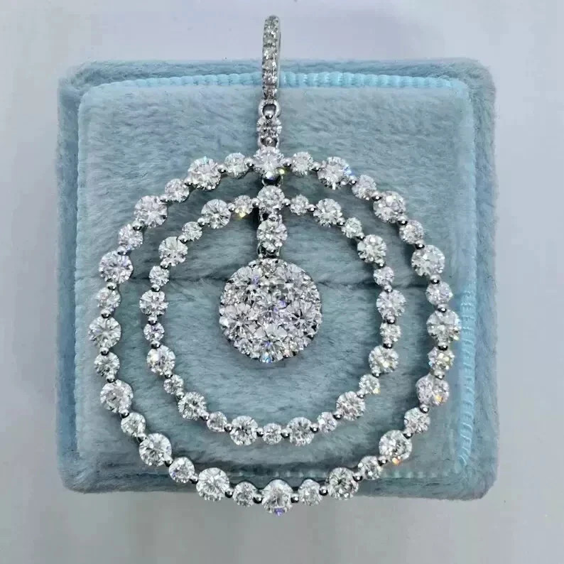 Art Deco Round Cut Lab Created Diamond Bridal Wedding Gift Pendent 925 silver