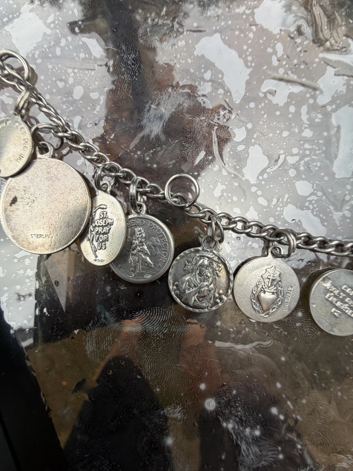 Vintage Sterling Religious Charm Bracelet