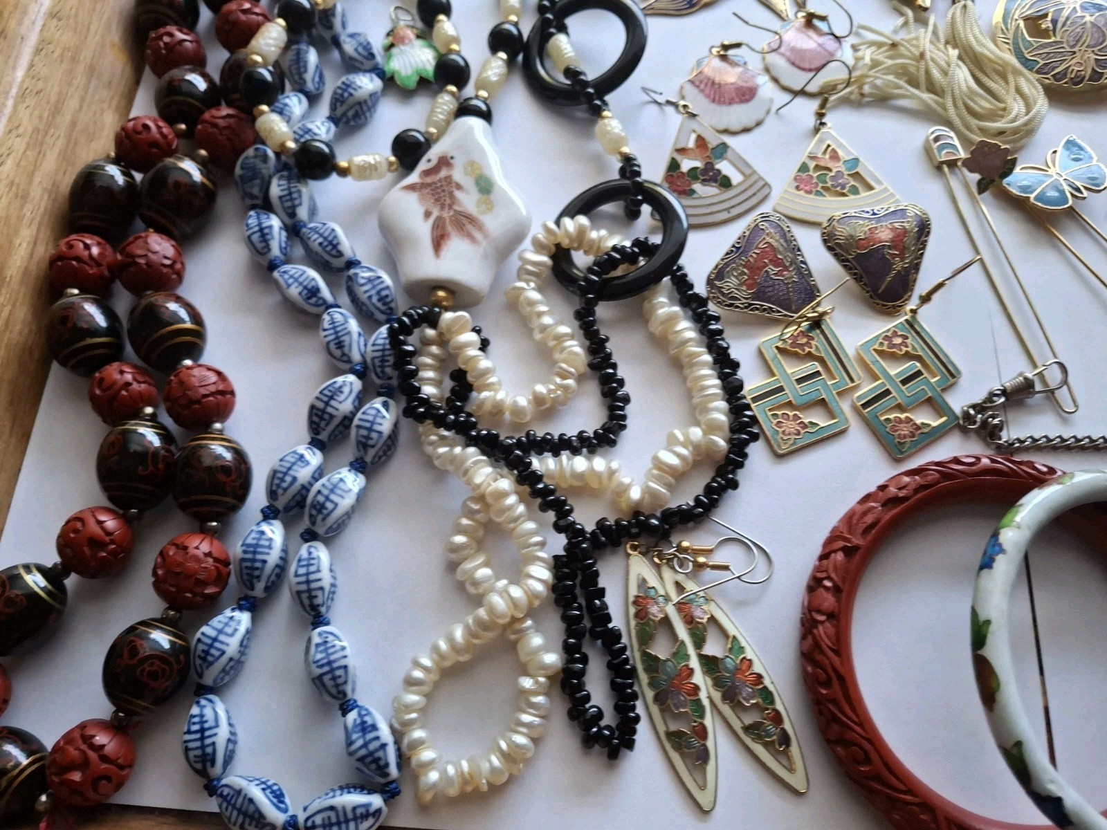 Vintage Cloisonne Jewelry 44 Mixed Jewelry Earrings Necklaces Braclets & More