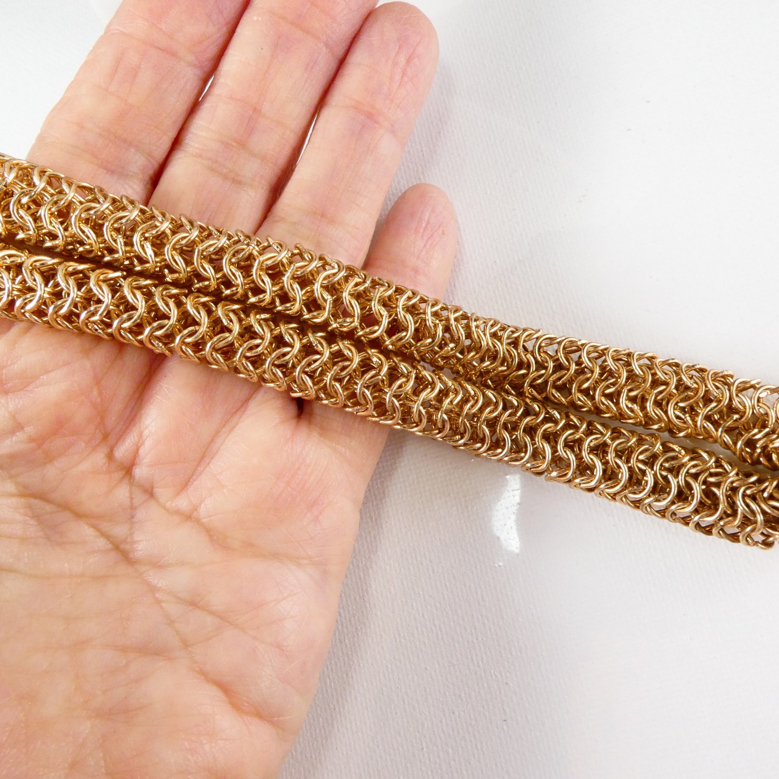 Nicole Miller Chainmail Necklace Gold Tone Thick 21″ Length