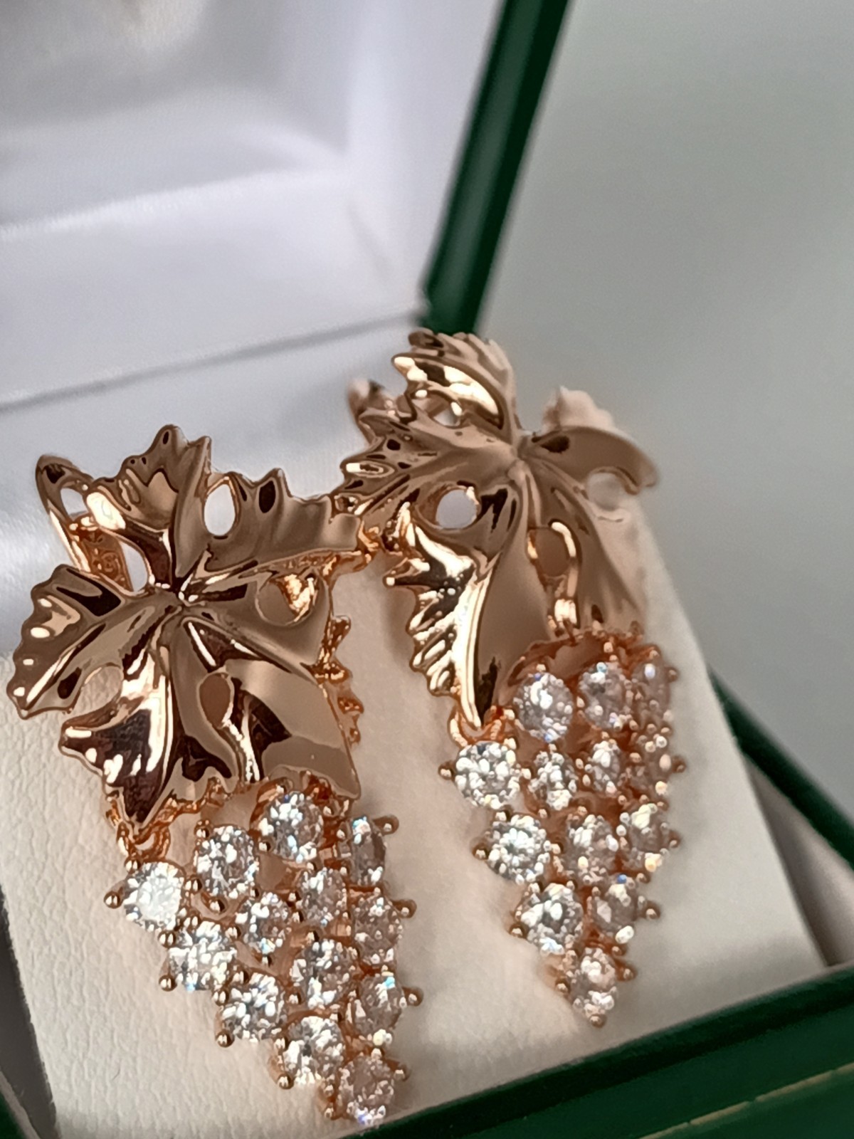 Vintage 1990-s 14 Ct Rolled Gold Large Zircons Earrings-Hallmarked 585 RG