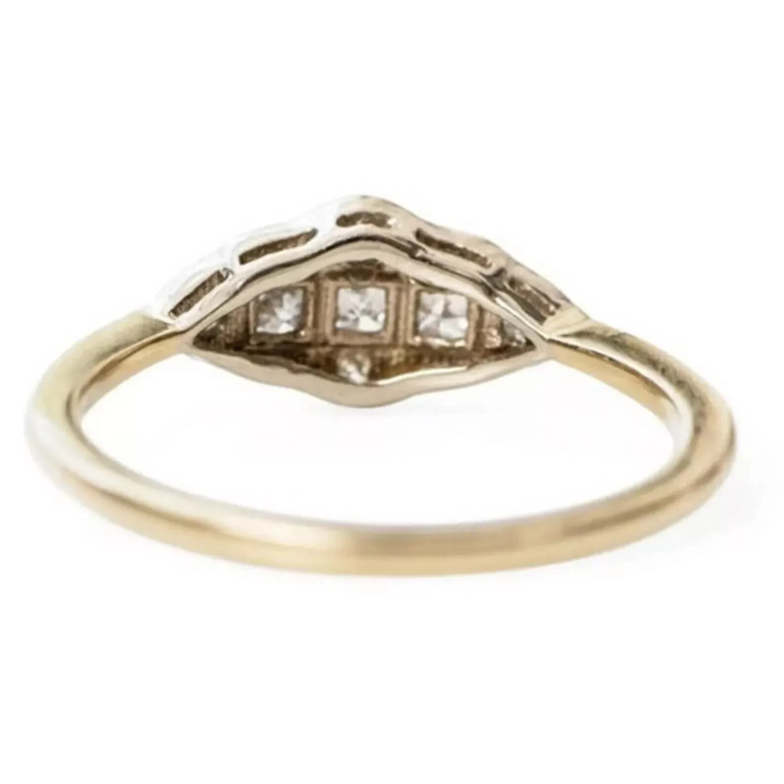 Art Deco Style Princess Cut Lab Created Diamond 14K White Gold FN Wedding Ring