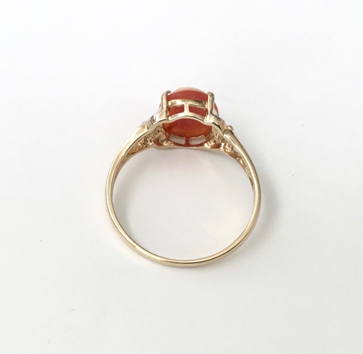 VINTAGE Hand Crafted Cameo W/ Diamonds in 14K Solid Yellow Gold Ring , NEW