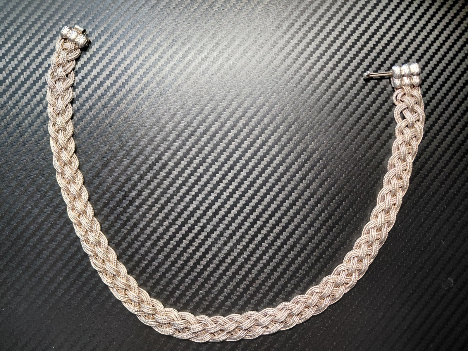 *RARE* vintage sterling silver 925 braided choker necklace stick pin clasp