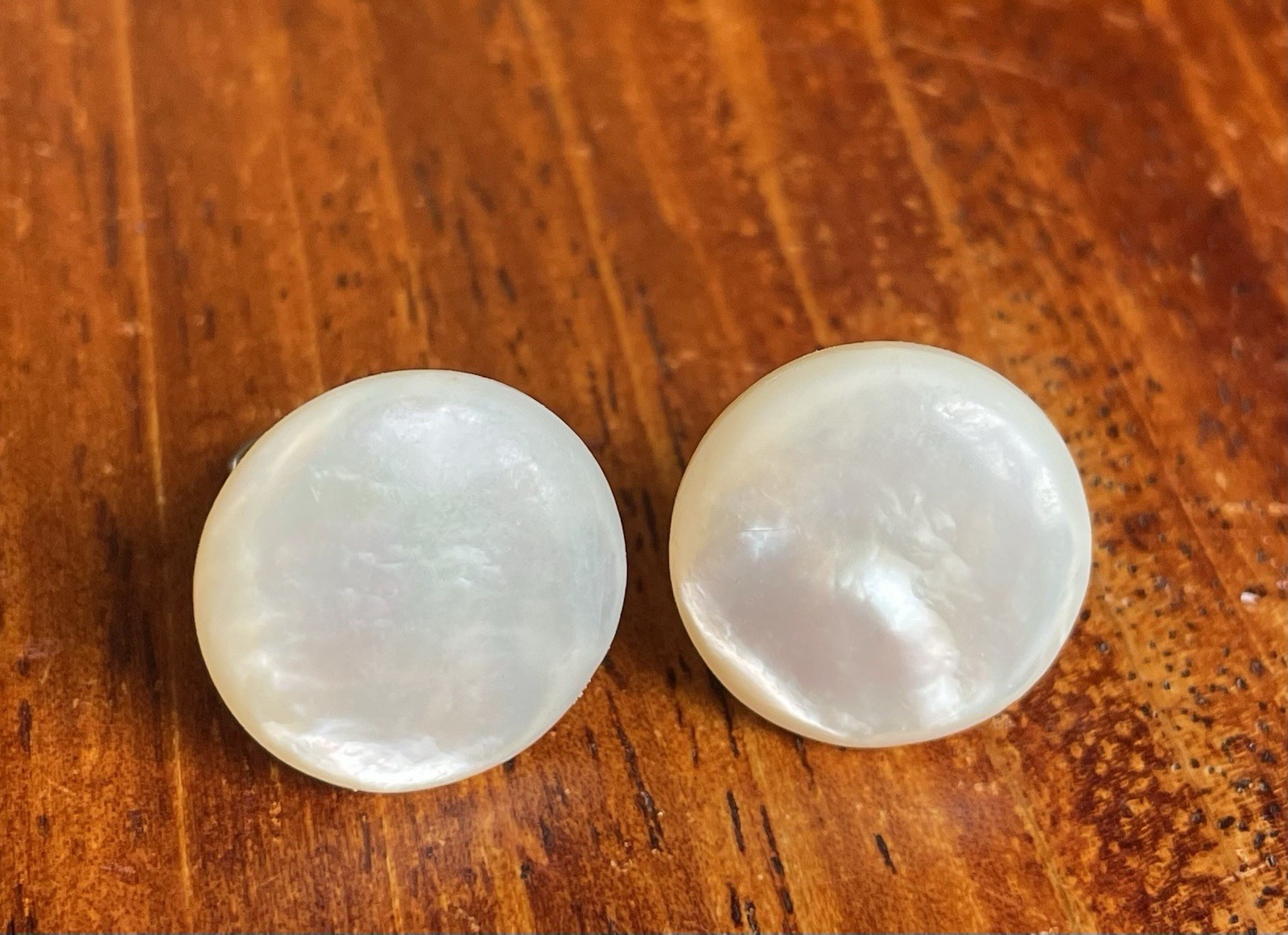 Antique Cufflinks Mother Of Pearl Engraved Nov 11, 1902 Edwardian Era Excellent
