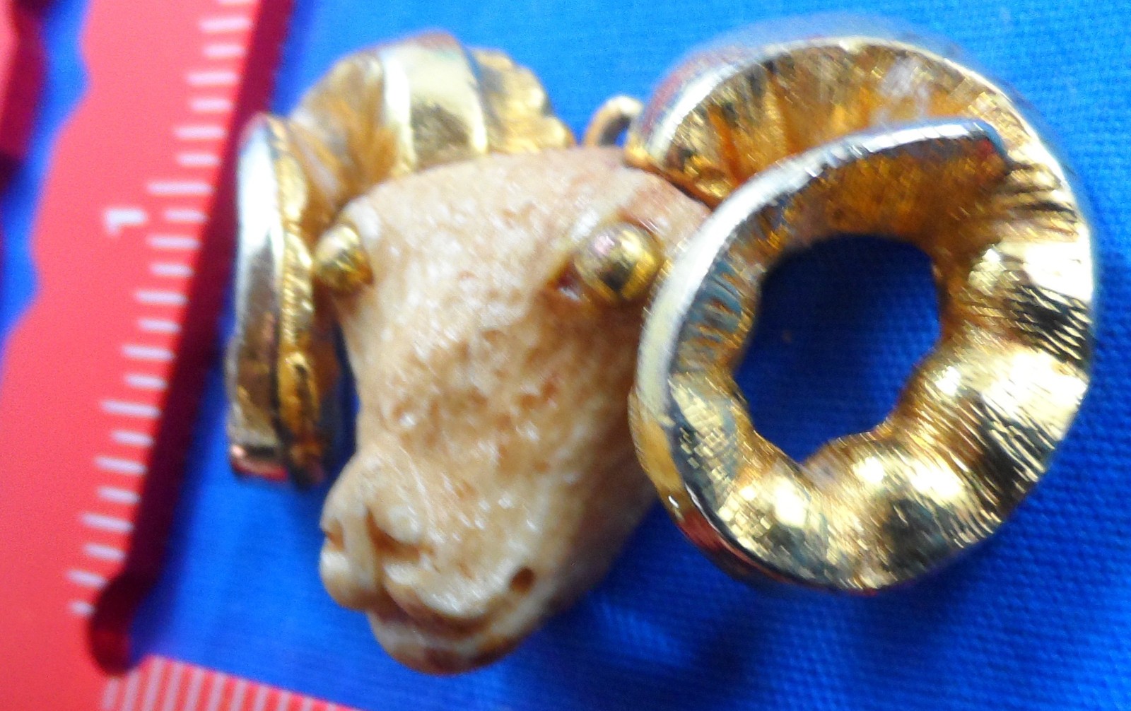 Vintage Gold Plated Pendant Razza Ram Aries Sign Large Statement Piece- Nice!