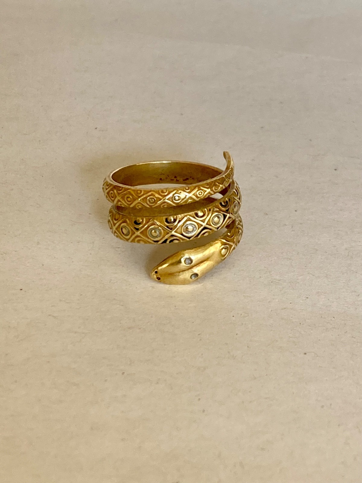 Vintage Gold over brass Coiled Snake Ring – Spain