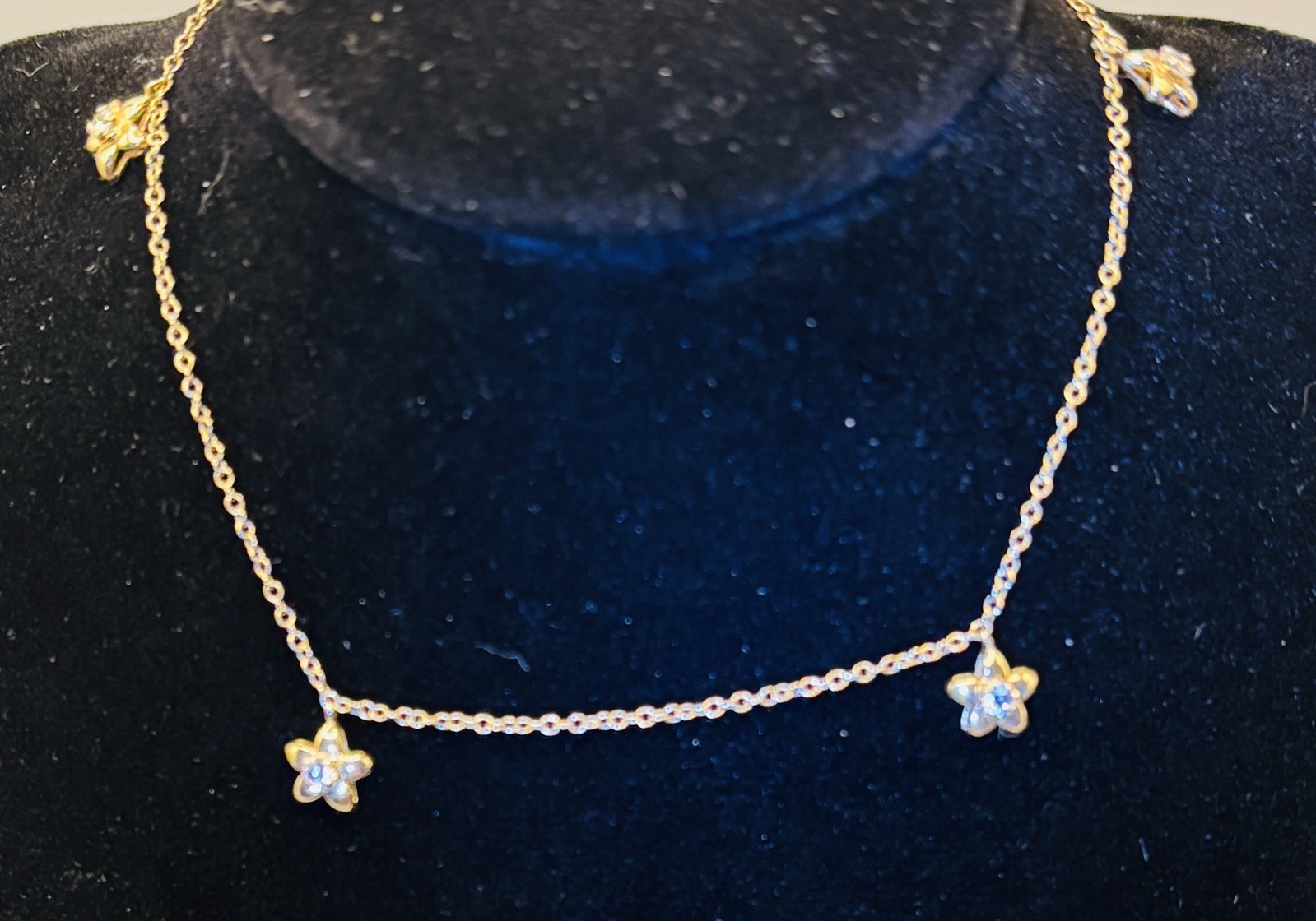 14K Yellow Gold 2.05g CZ Bracelet Celestial Star Dangle Charm Vintage DOCZ
