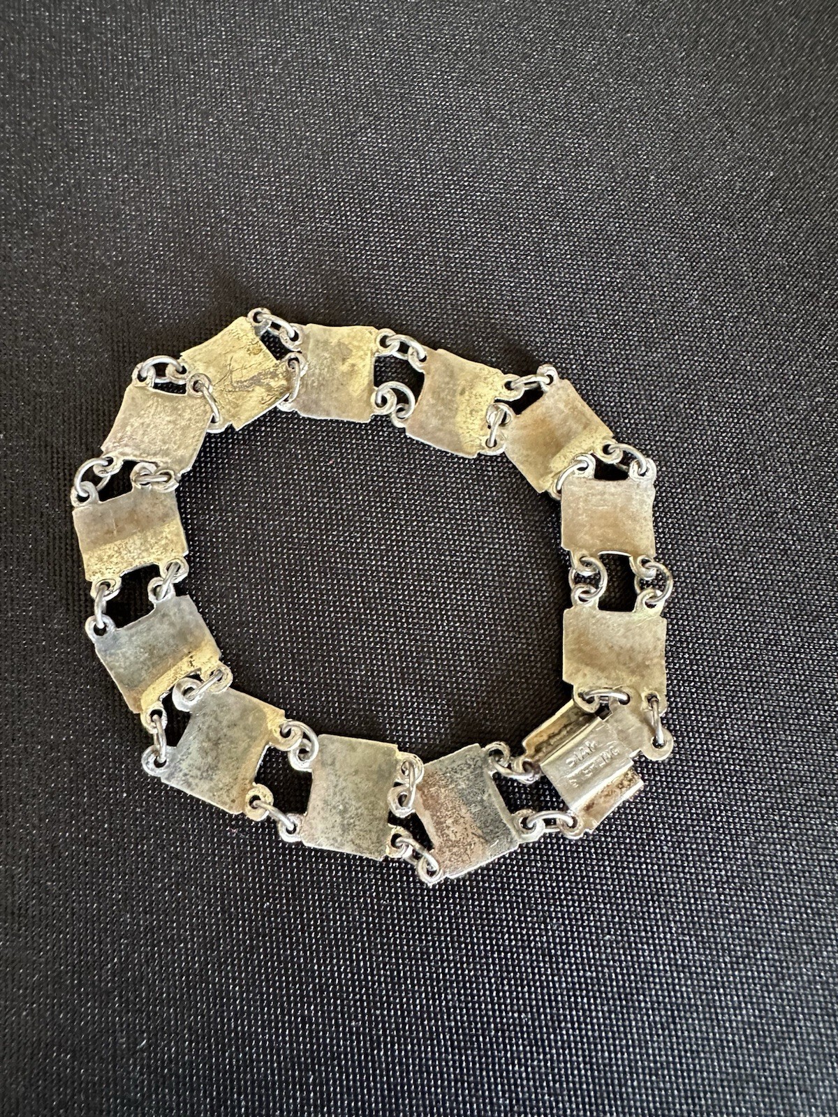 Vintage Siam Sterling Silver Niello Link Bracelet size 6.5