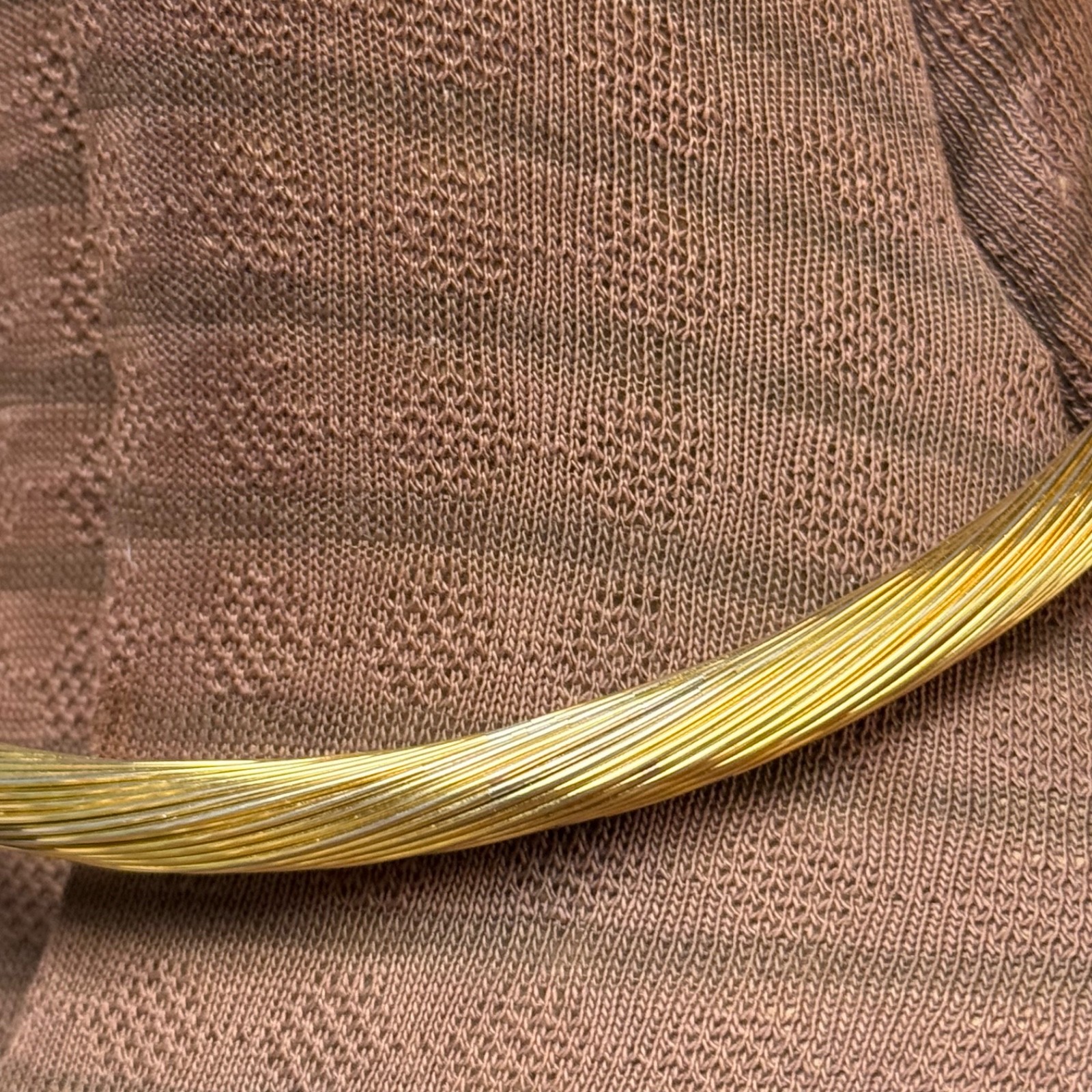 Vintage Gold Tone Modernist Torque Statement Necklace (1980’s) Choker