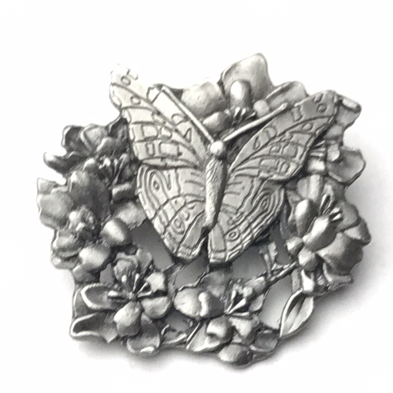 BIRDS & BLOOMS 1998 Butterfly In Flowers LIMITED Edition Brooch Pin Pewter