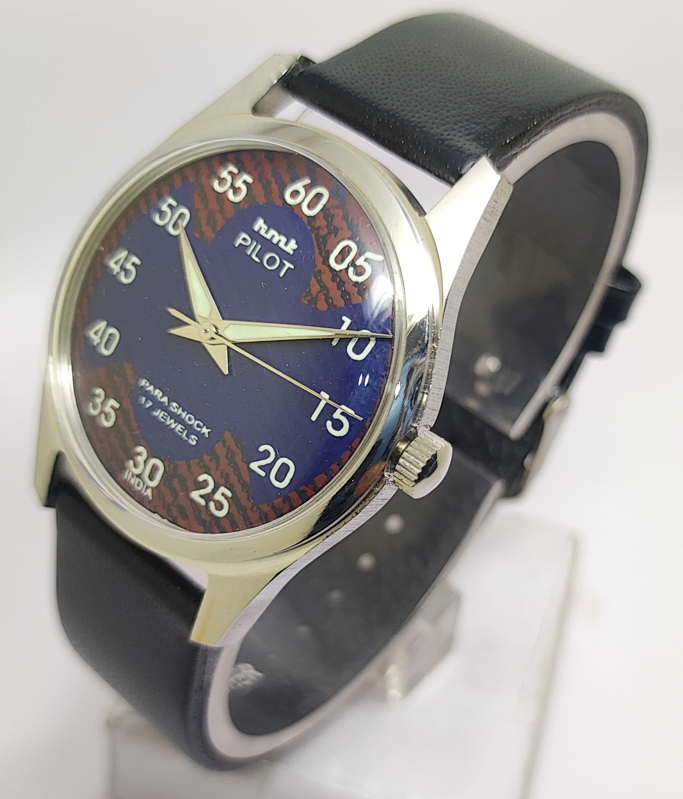 Vintage Hmt Pilot Blue Dial 17 Jewels Para Shock Mechanical hand winding Watch