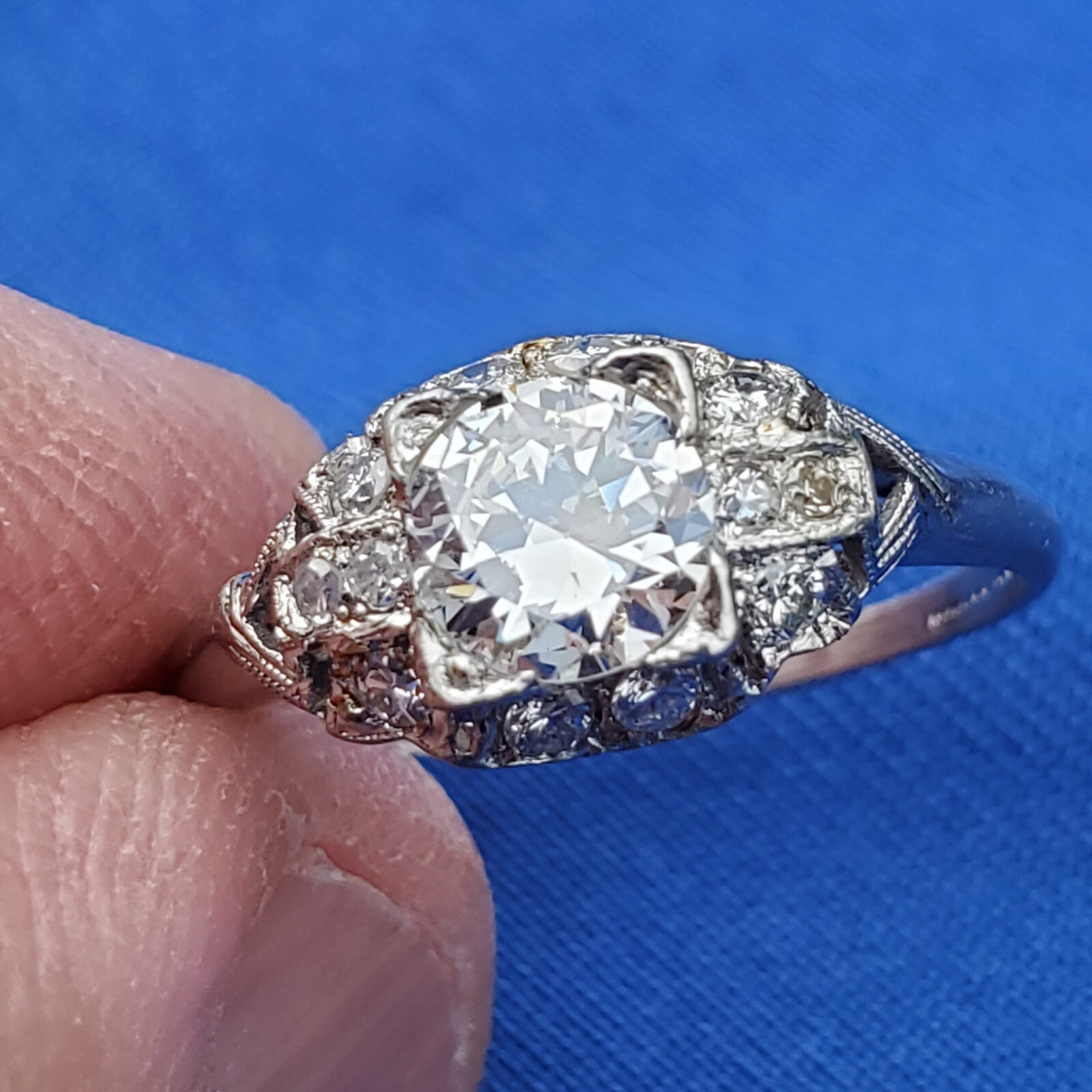 Original EARTH MINED DIAMOND Deco Engagement Ring Vintage PLATINUM Solitaire 6