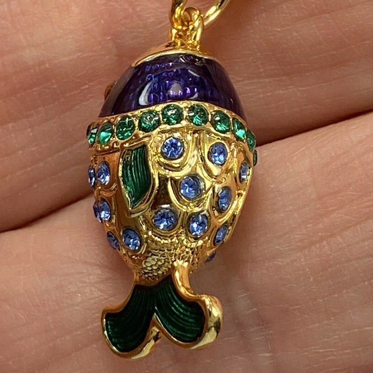 Vtg 1998 RARE Edgar Berebi Limited Ed. GP Enamel Fish Necklace “Little Gift” NOS