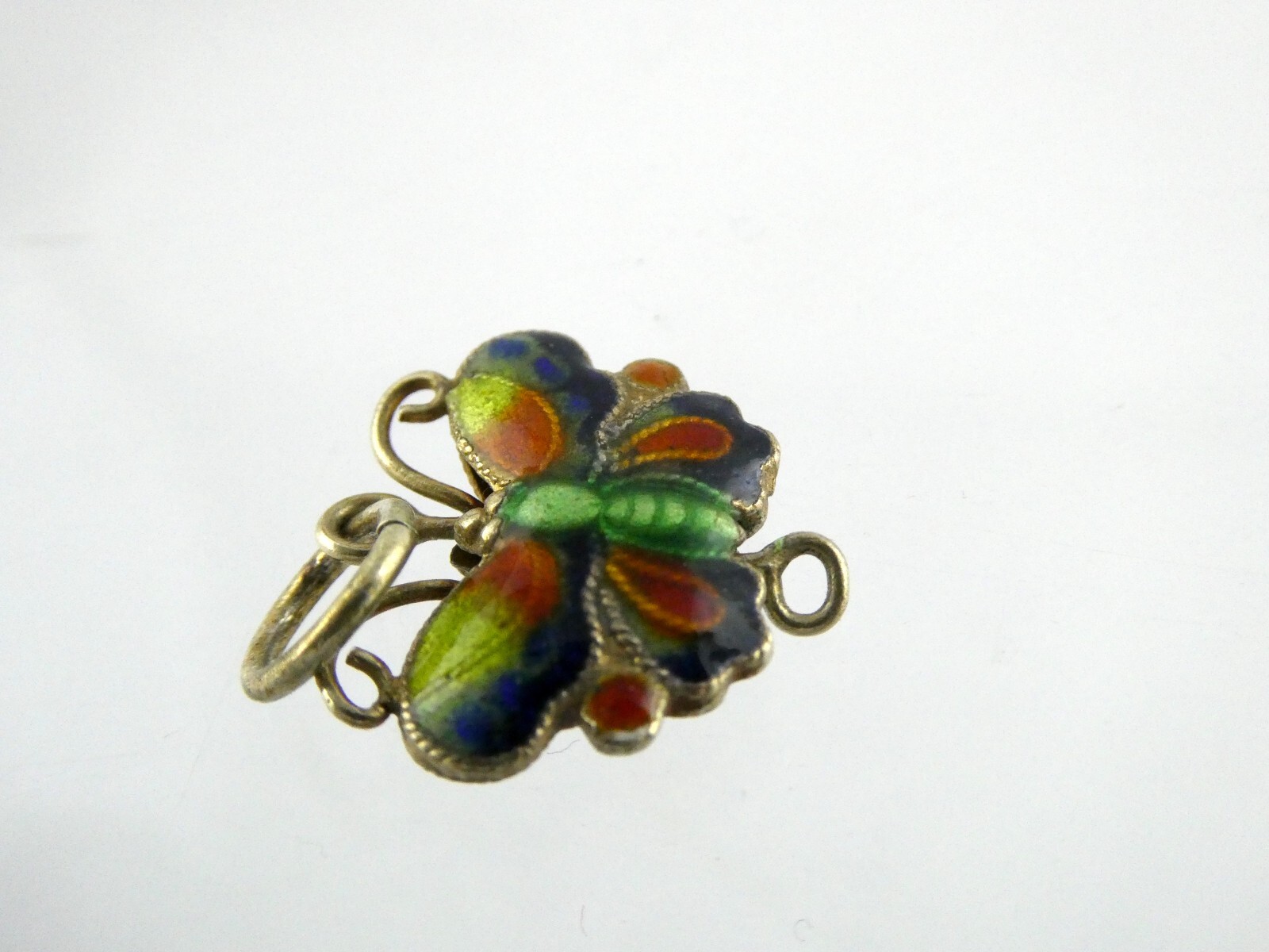 Vintage Gilded Metal Enamel Butterfly Charm or Pendant 1.7g .75 Inch Length