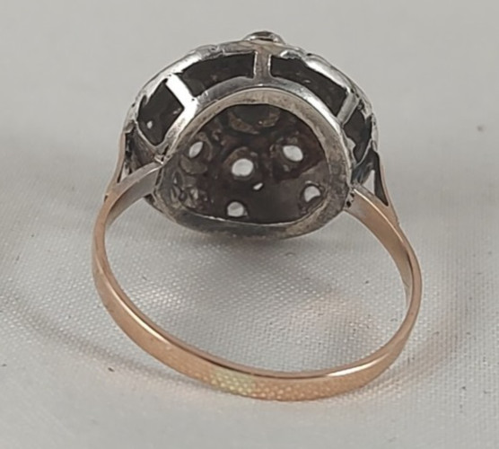 RARE Antique ESTATE 18K Band Sterling Top Spinel Stone Victorian Era Ring Sz 5.5