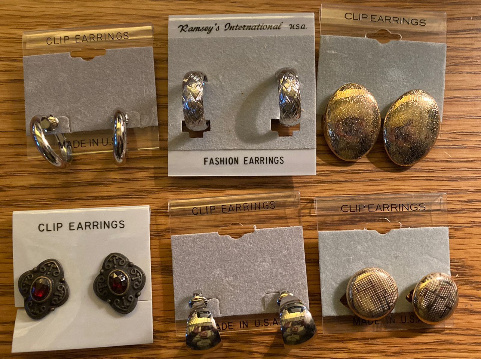 NOS VTG LOT Estate Clip On Earrings Jewelry SIX PAIRS Adults Or Kids Dress Up