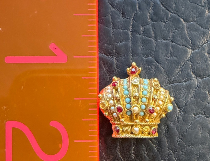 Vintage ART Crown Arthur Pepper rhinestone pearl turquoise clip on earring READ