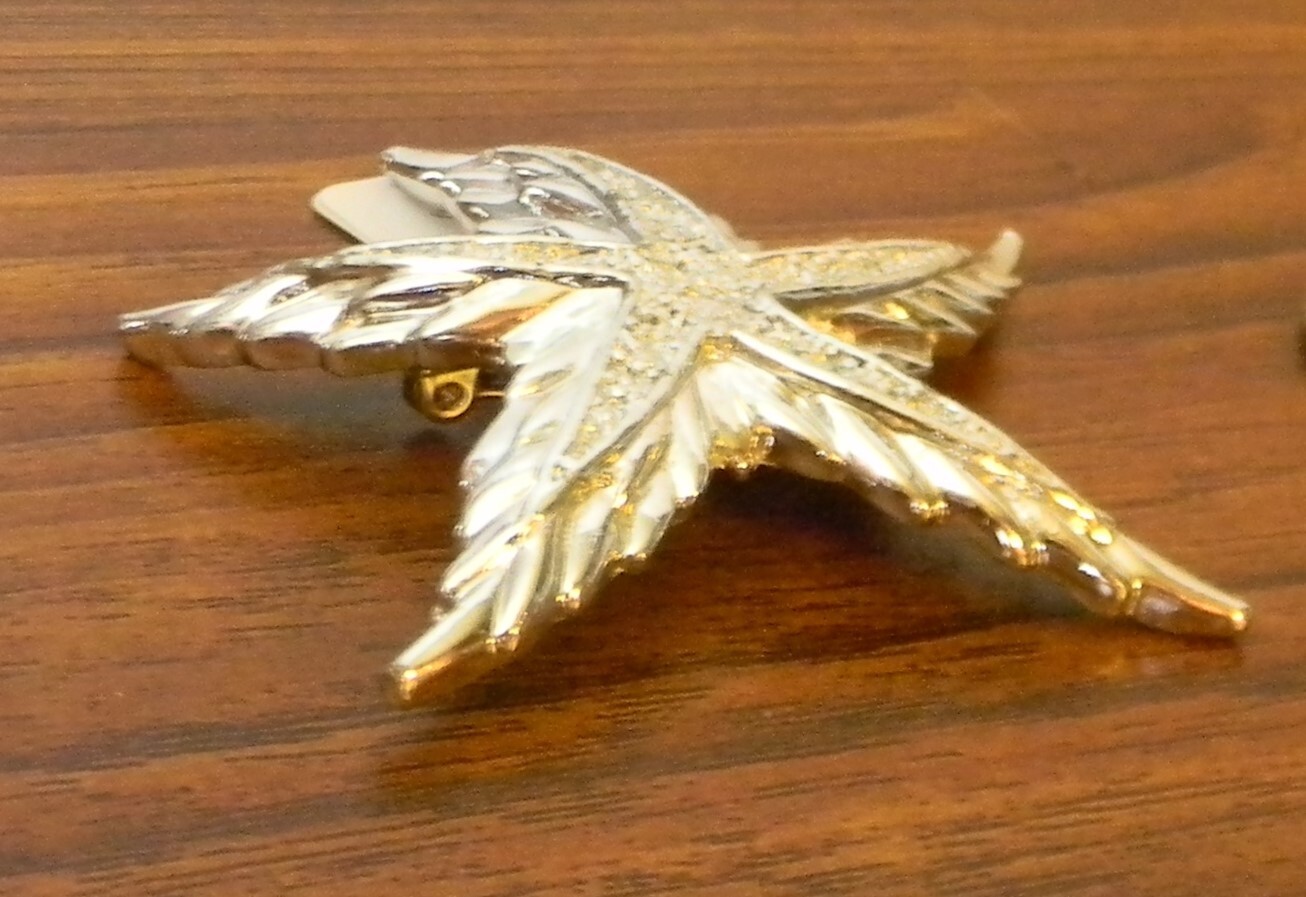 Brooch Silver-Tone Rhinestone Starfish Sea Creatures – A2