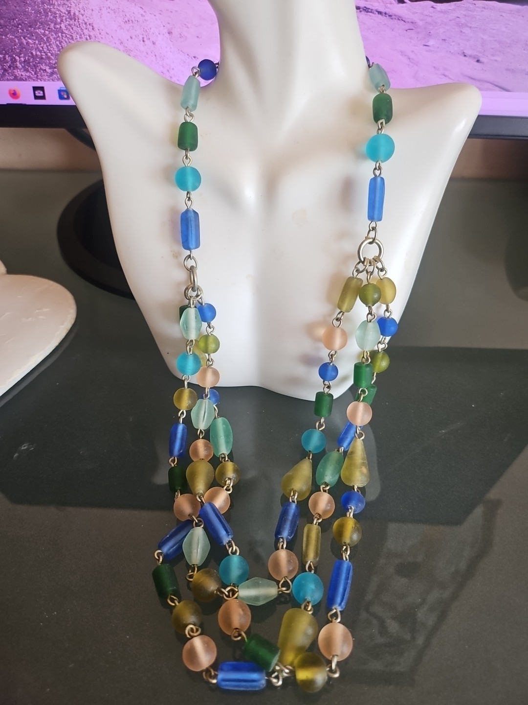 Designer Multi Beads Necklace 26″ NWOT