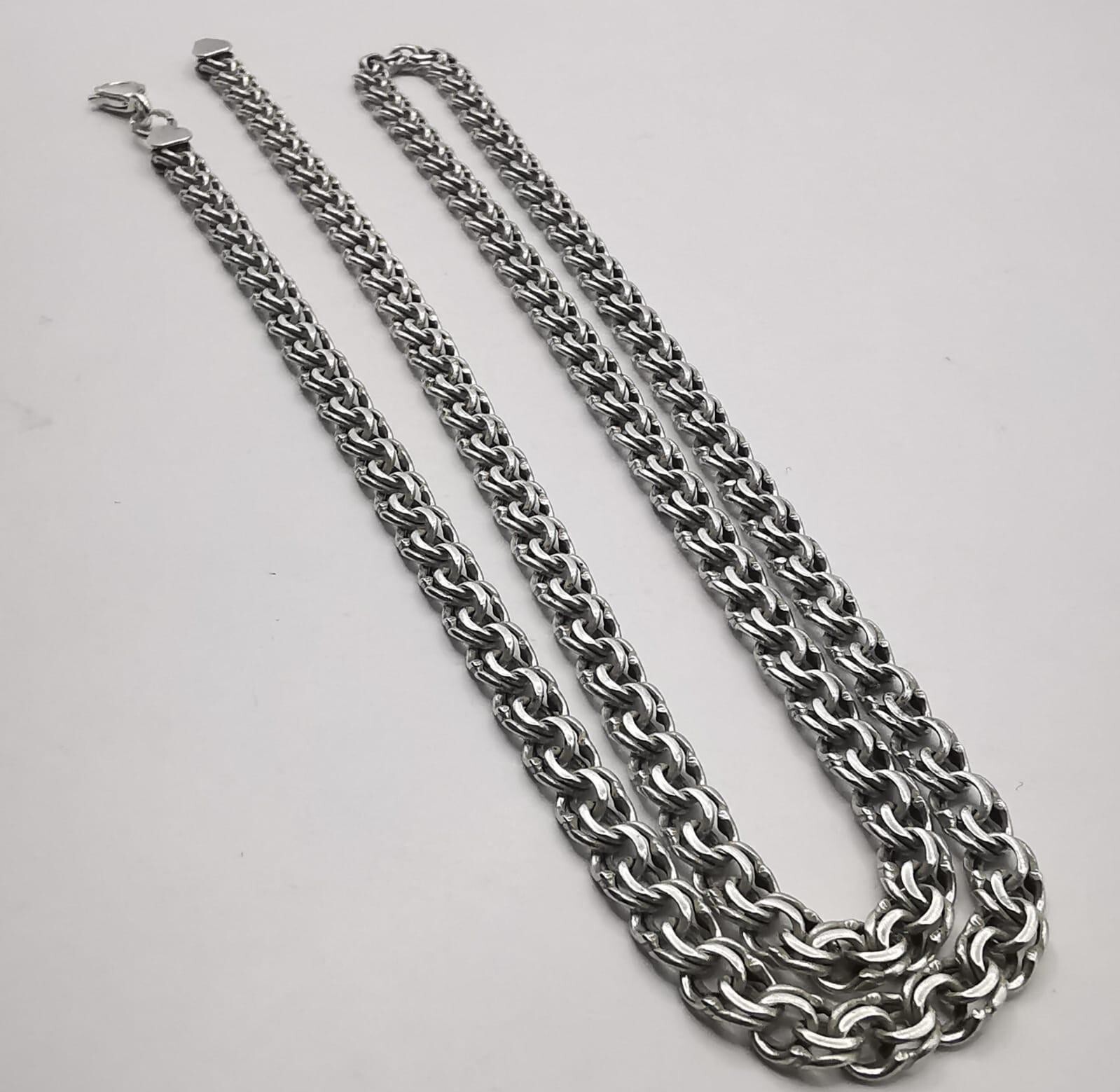 Vintage Sterling Silver 925 Signed Chain Necklace, 20.67g, 24.41″ Adult Unisex