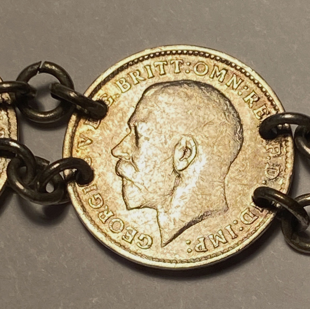 1902-1921 Kings George & Edward Sterling 3 Pence Coin Bracelet