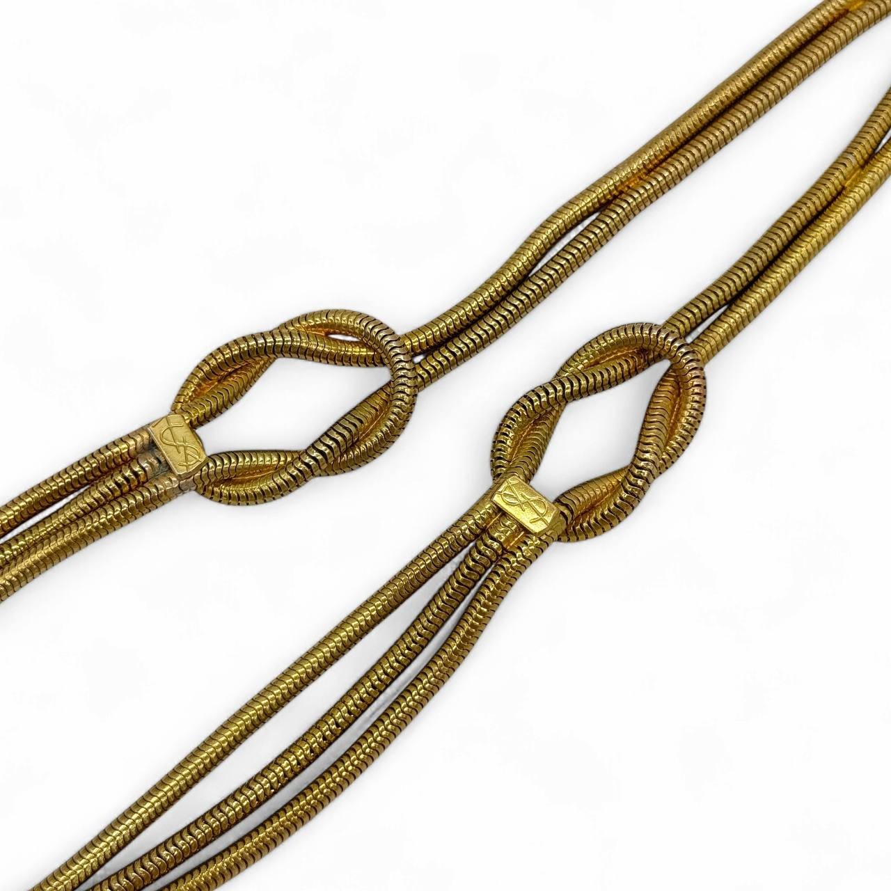 Rare Yves Saint Laurent YSL Gold Tone Snake Chain Necklace 1970s