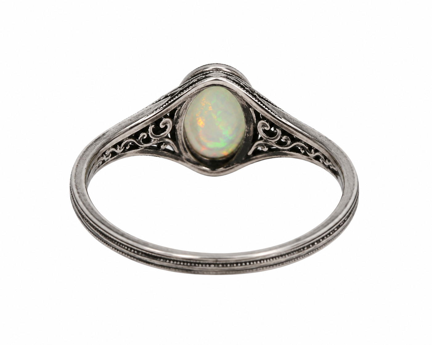 Vintage Ethiopian Opal Ring 925 Sterling Silver Engraved Antique Band Gift