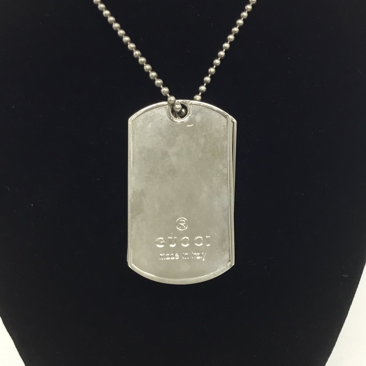 Auth GUCCI Excellent Condition Dog Tag Necklace Silver 925 Italy FS