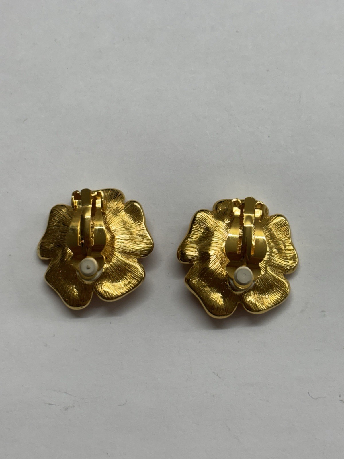 Vintage JOAN RIVERS Signed Pearl Cabochon Clip Earrings High End Costume Jewelry