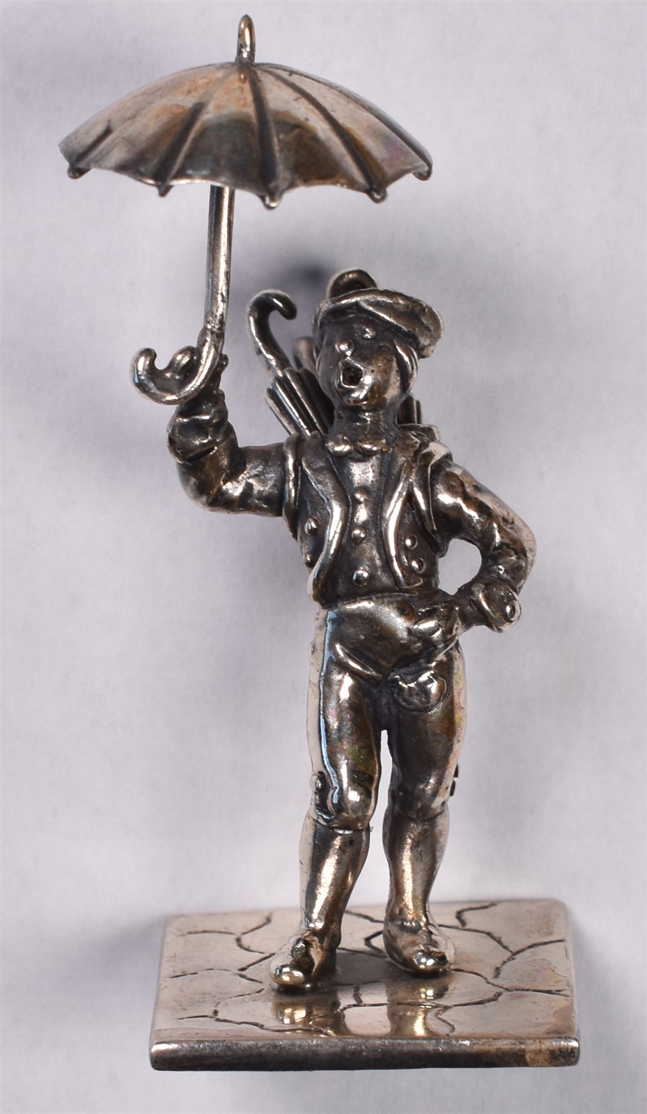 SMC Sterling Figure Umbrella Seller Tri-Corner Hat Vintage