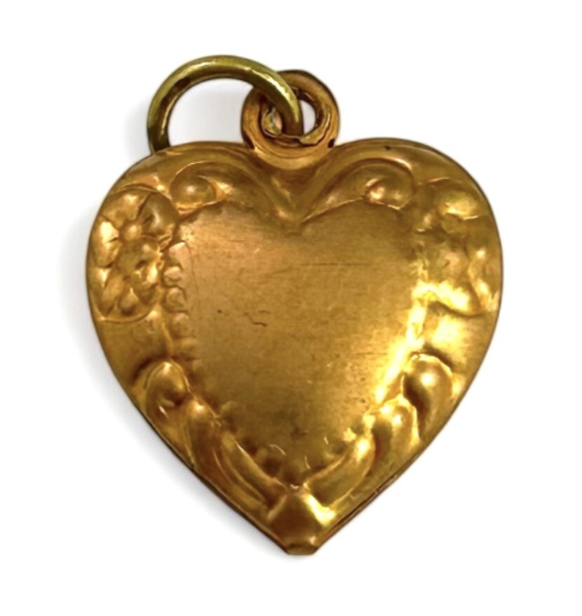 Vintage Heart Charm Puffy Heart Pendant Brass Vintage Jewelry Women Gift For Her