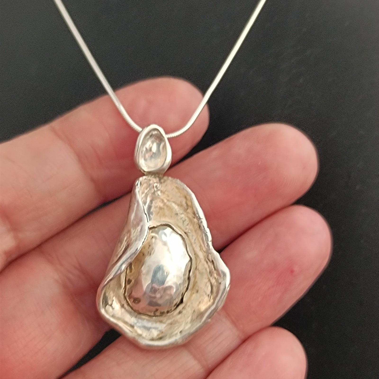Modernist Sterling Silver Sculptural Pendant Necklace Abstract Freeform Art VTG