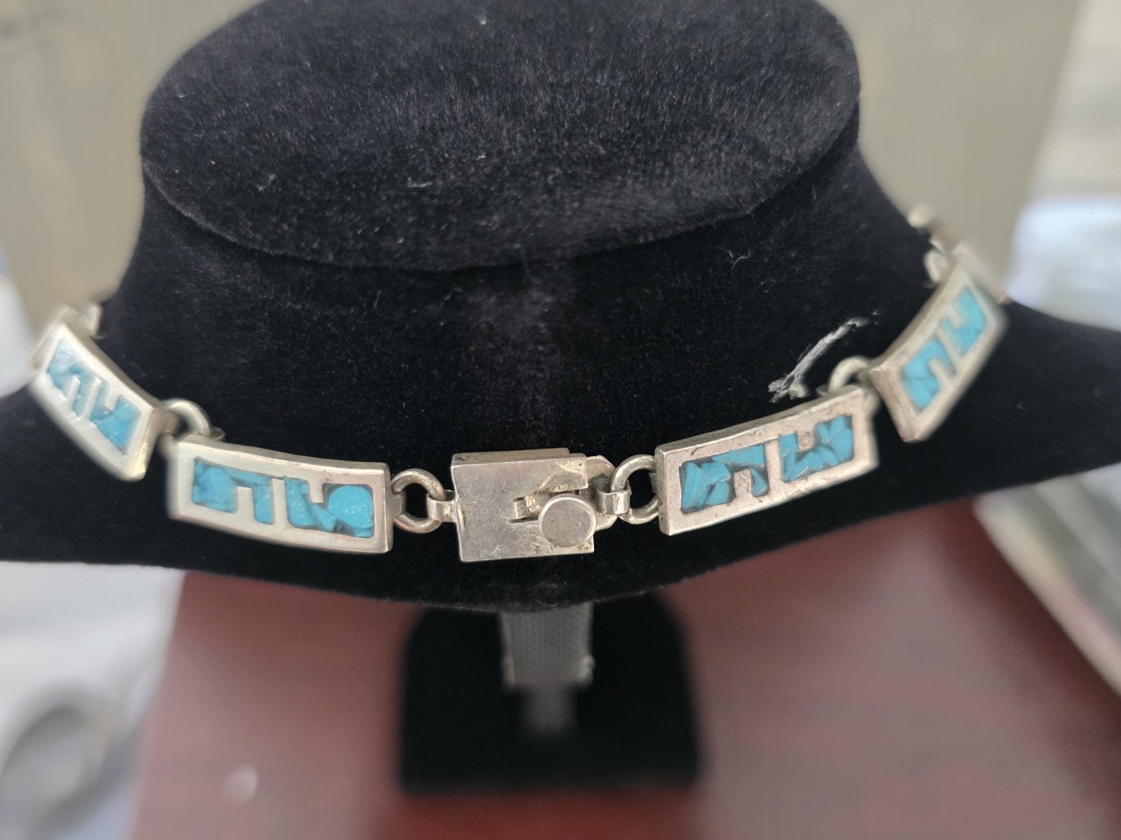 Vintage Taxco 925 Sterling Silver & Turquoise Cleopatra Necklace