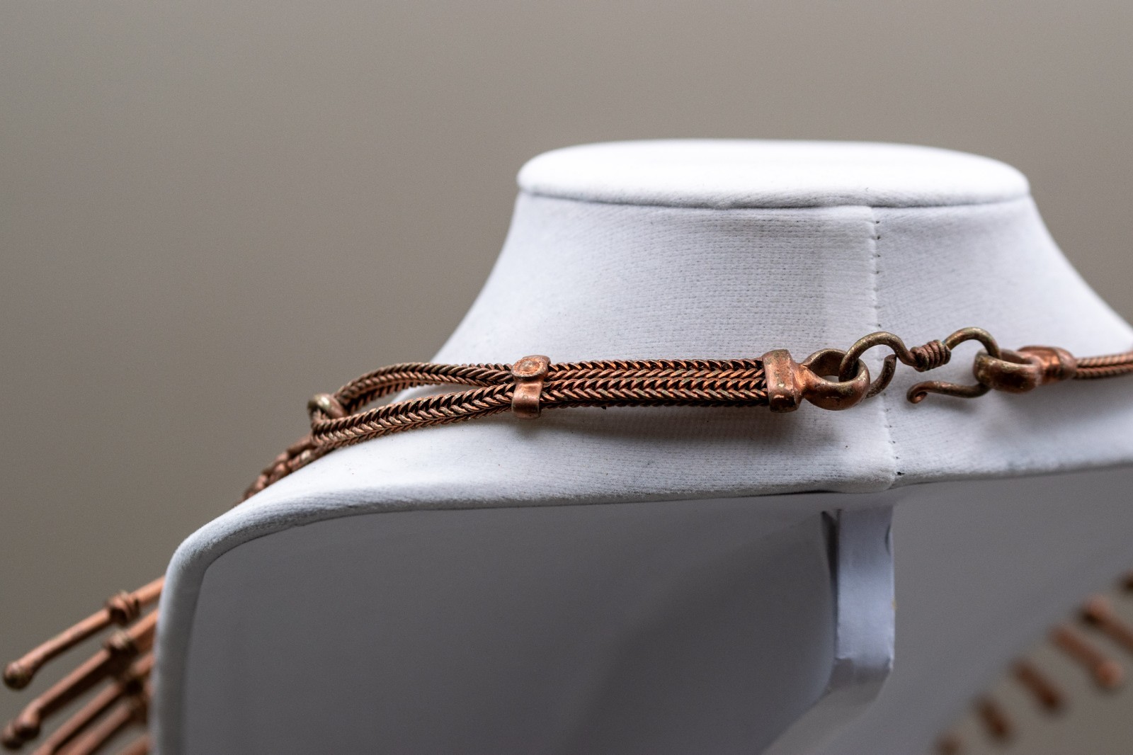 VTG 1950s Solid Copper Fringe Choker Necklace 4.3oz Heavy Mid Century Modern Art