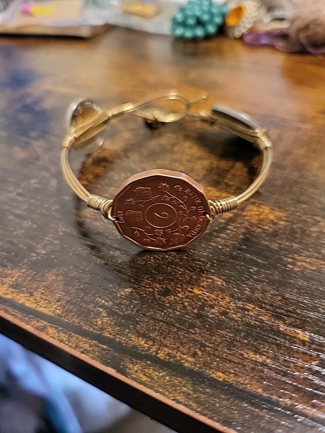 World Coins Bracelet with Coins from around the world Wire Wrapped