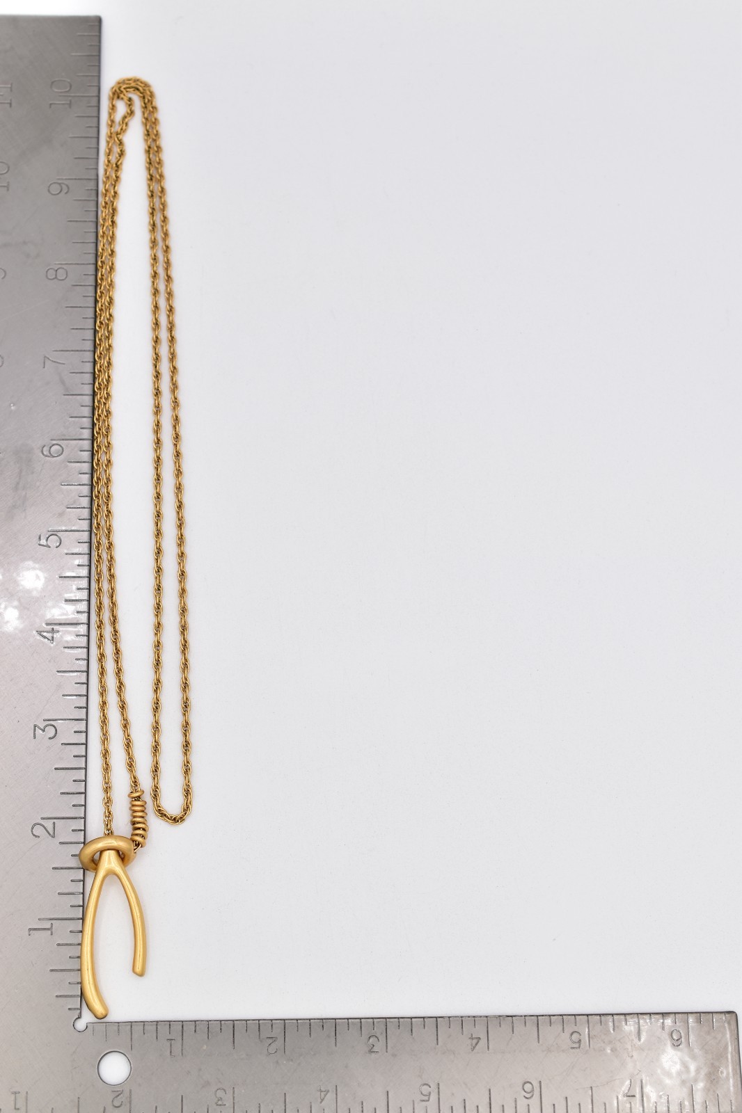 Madewell Wishbone Pendant Necklace Brushed Gold Minimalist Lucky Charm BinBE