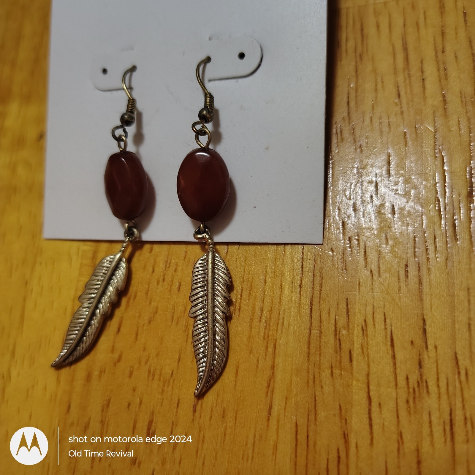 Xhilaration Feather Bead Dangle VTG Earrings Nickel Free NOS New Old Stock Boho