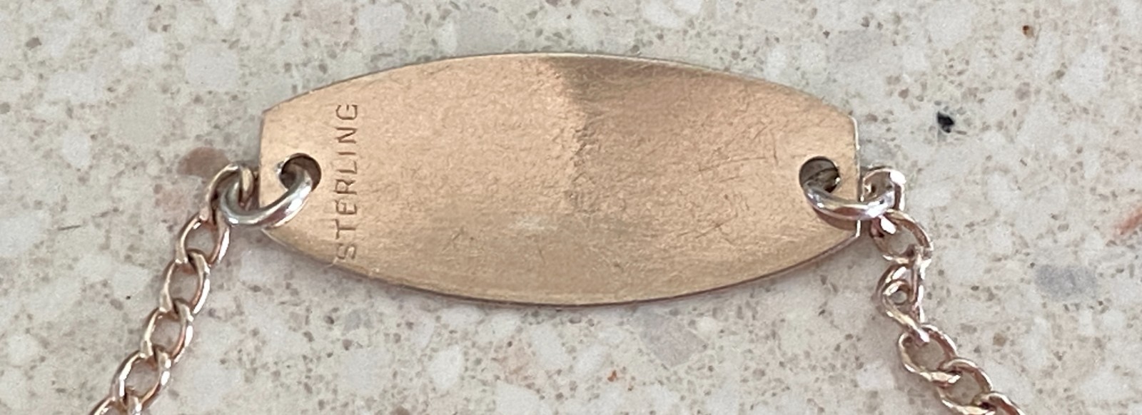 Vintage Cynthia ID Identity Bracelet Sterling Silver Engraved Petite 6″ Long