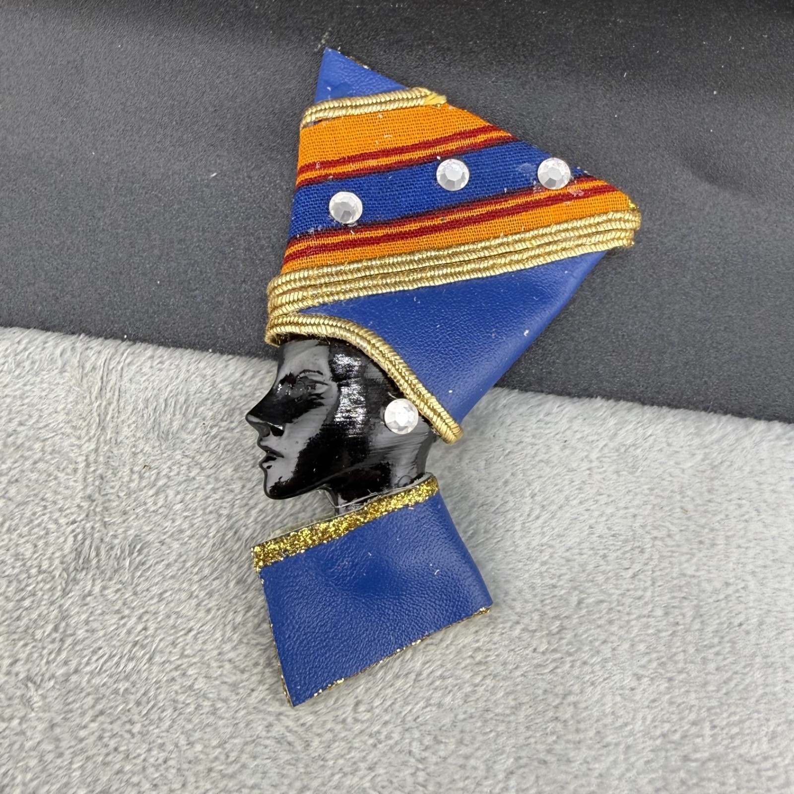 Vintage Brooch African Inspired Handcrafted Diva Head