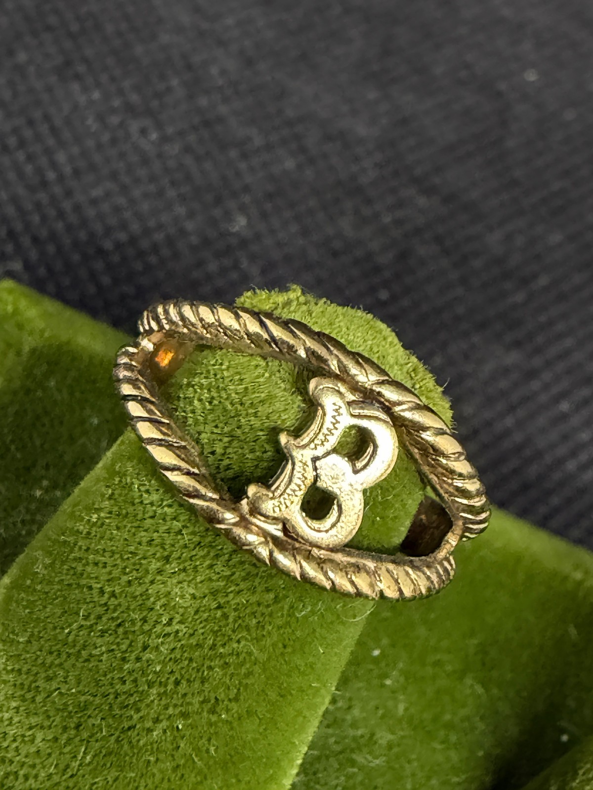 Vintage Gold Plated Monogram Signet “B” Ring Size 6 New Old Stock!