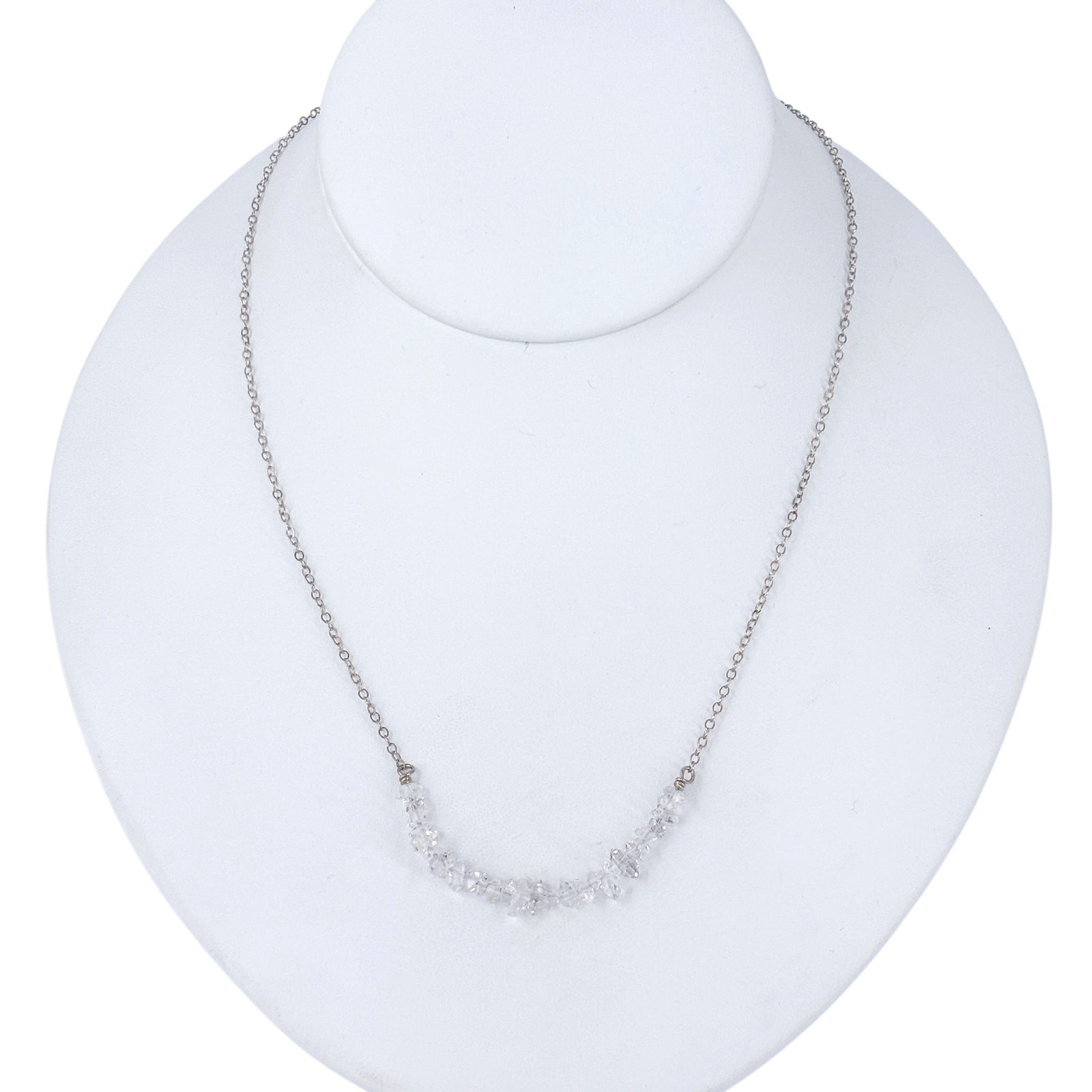 Deb Guyot Sterling Silver 925 Herkimer Quartz Crystal Bar Necklace | 16″-18″