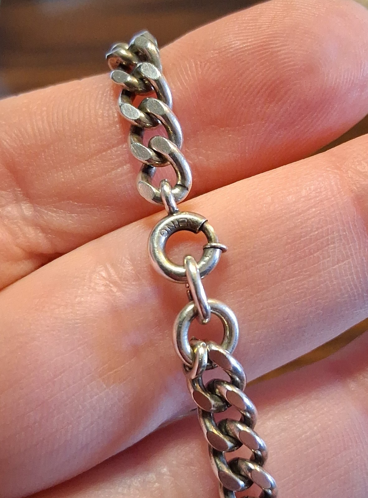 Vintage Chunky Sterling Silver Curb Chain Bracelet 8″ 14g See Pics/Description