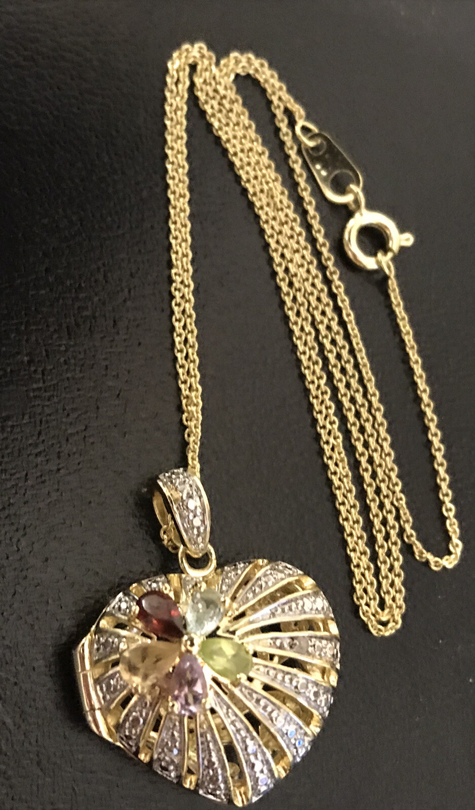 Sterling Silver 925 Gold Vermeil Heart Locket 18” Necklace