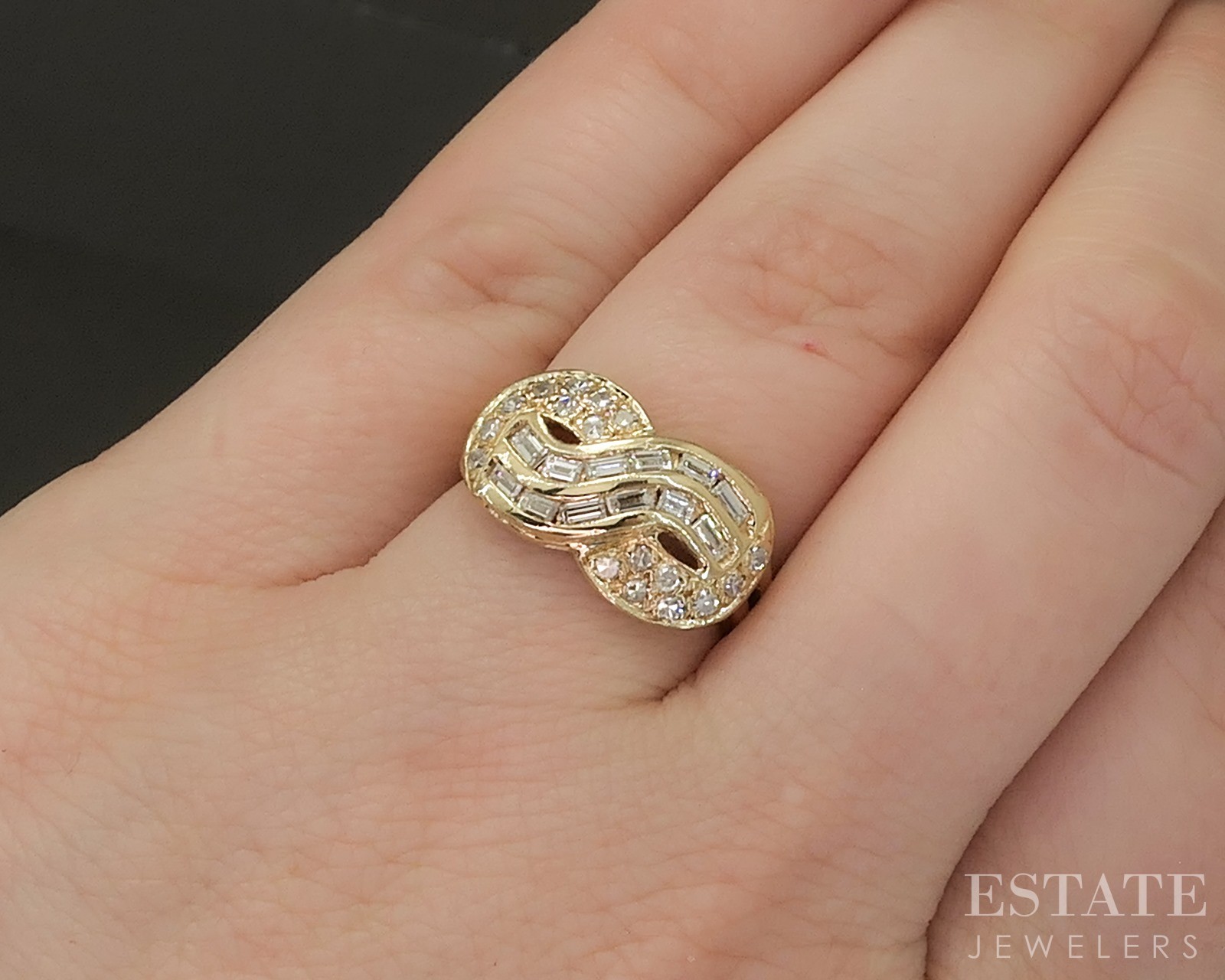 Vintage 14k Yellow Gold Natural .35ctw Diamond Ladies Infinity Band 5.1g p24361